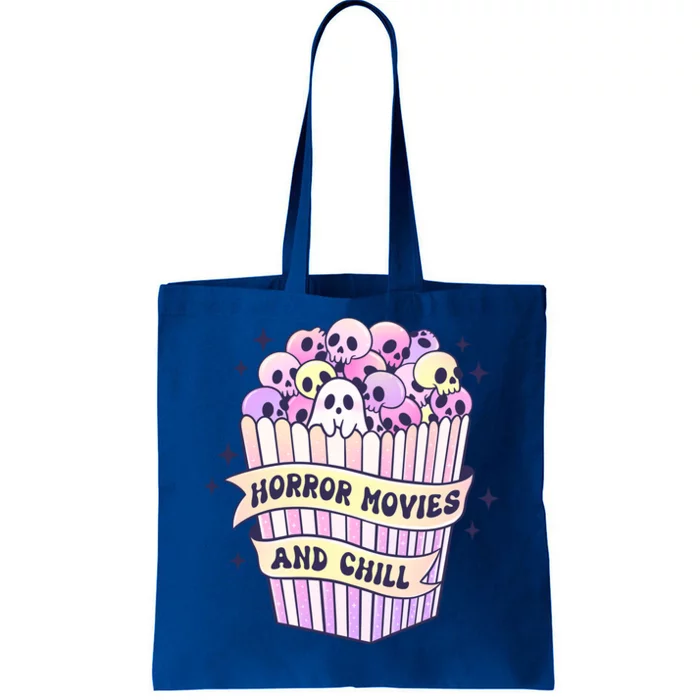 Cute Ghost Skull Popcorn Horror Movies And Chill Halloween Gift Tote Bag