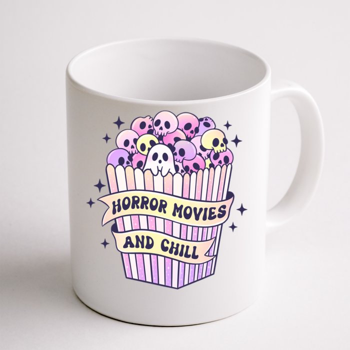 Cute Ghost Skull Popcorn Horror Movies And Chill Halloween Gift Front & Back Coffee Mug