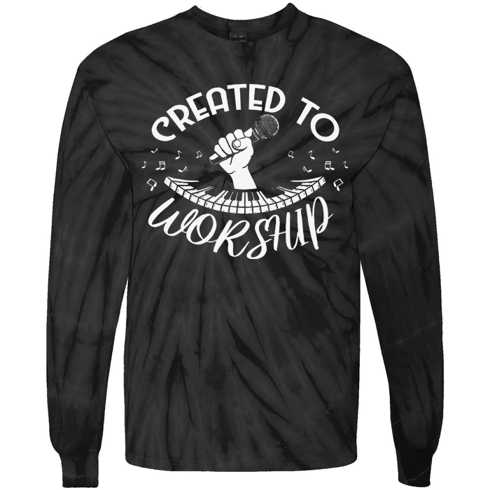 Christian Guitarist Shirt Created To Worship Musician Tie-Dye Long Sleeve Shirt