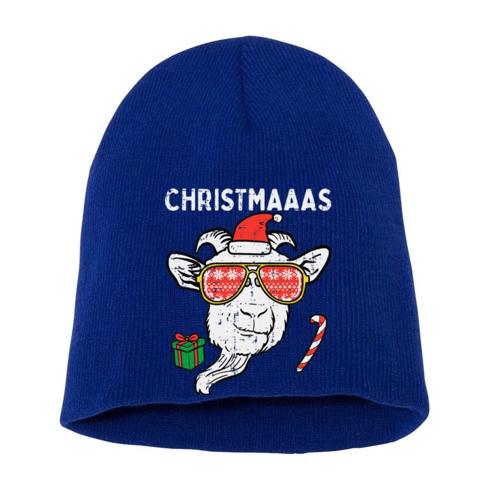 Christmas Goat Santa Xmas Farm Animal Farmer Funny Funny Short Acrylic Beanie