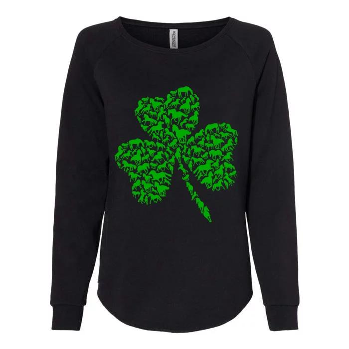 Cute Green Shamrock Clover Horses Farmer Saint Patricks Day Gift Womens California Wash Sweatshirt