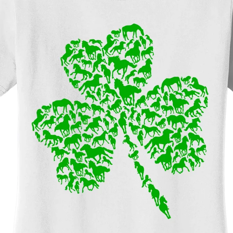 Cute Green Shamrock Clover Horses Farmer Saint Patricks Day Gift Women's T-Shirt