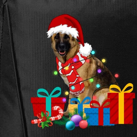 Christmas Ger Shepherd Dog Xmas Lights Santa Hat Pajama Great Gift City Backpack