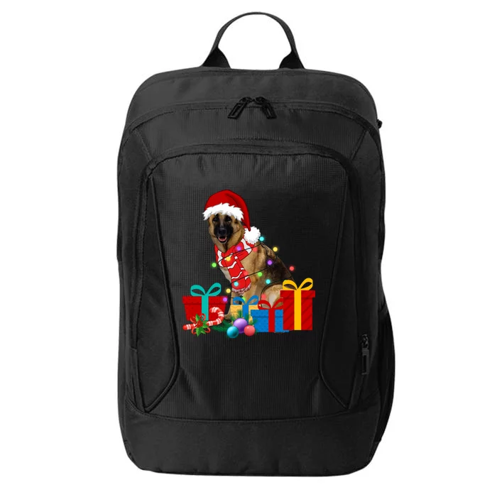 Christmas Ger Shepherd Dog Xmas Lights Santa Hat Pajama Great Gift City Backpack