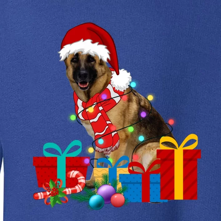 Christmas Ger Shepherd Dog Xmas Lights Santa Hat Pajama Great Gift Toddler Sweatshirt