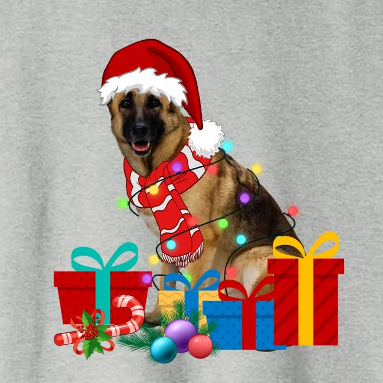 Christmas Ger Shepherd Dog Xmas Lights Santa Hat Pajama Great Gift Women's Crop Top Tee