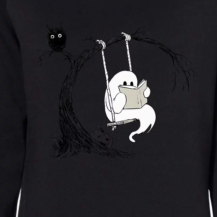 Cute Ghost Swinging Reading Book Halloween Ghost Costume Gift Womens California Wash Sweatshirt