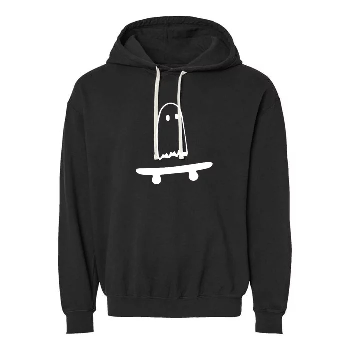 Cute Ghost Skateboard Funny Garment-Dyed Fleece Hoodie