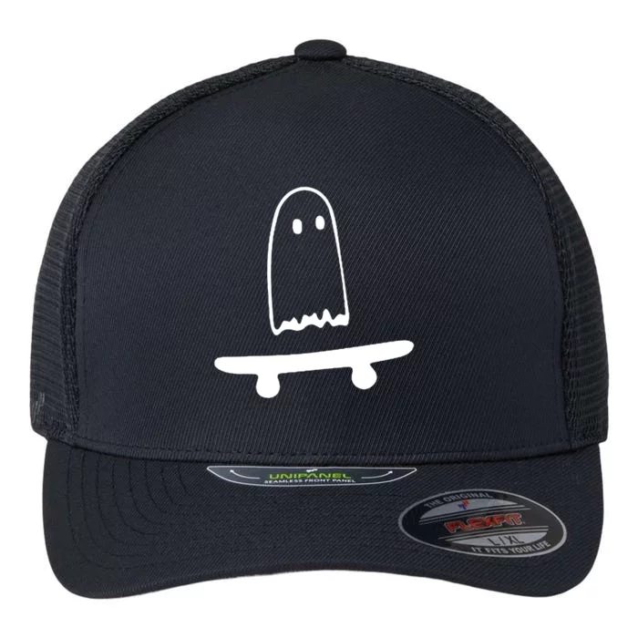 Cute Ghost Skateboard Funny Flexfit Unipanel Trucker Cap