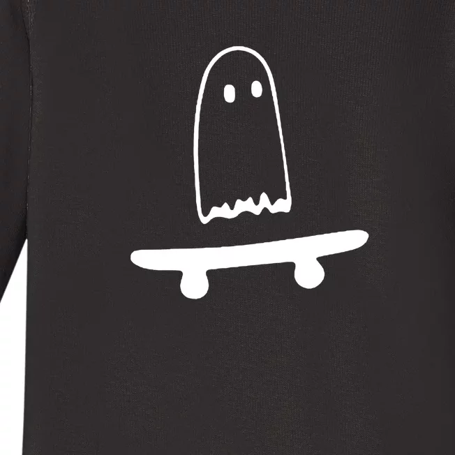 Cute Ghost Skateboard Funny Baby Long Sleeve Bodysuit