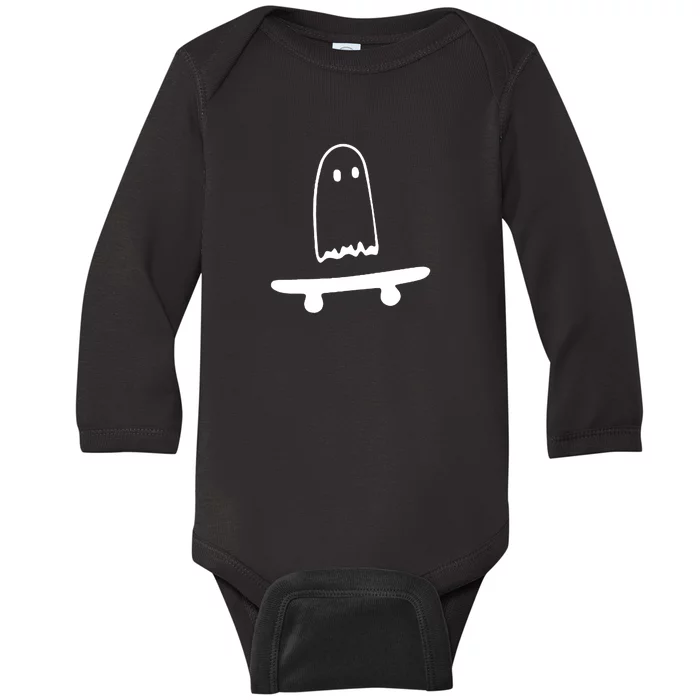 Cute Ghost Skateboard Funny Baby Long Sleeve Bodysuit