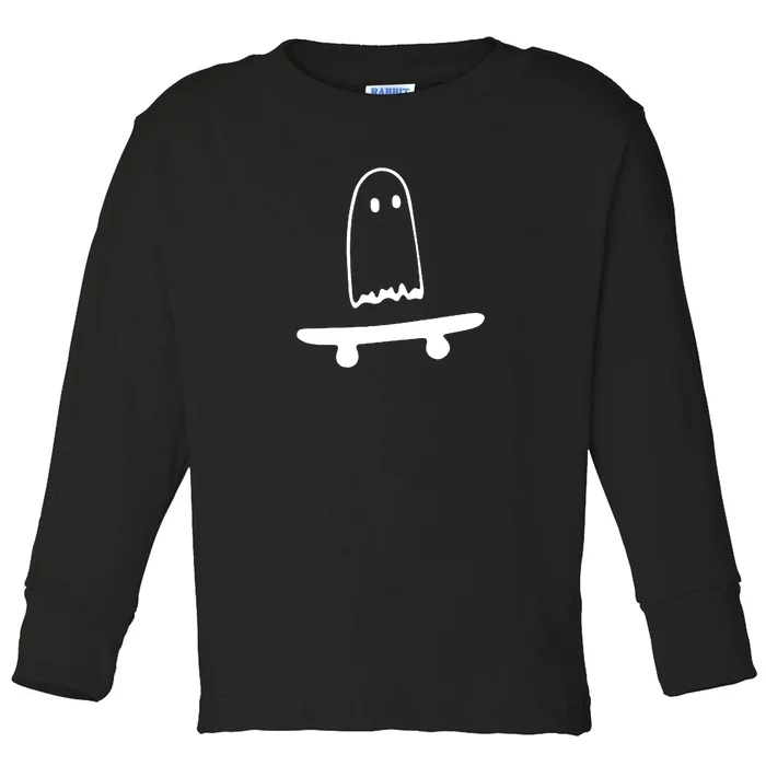 Cute Ghost Skateboard Funny Toddler Long Sleeve Shirt