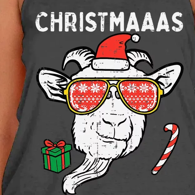 Christmas Goat Santa Xmas Farm Animal Farmer Women's Knotted Racerback Tank