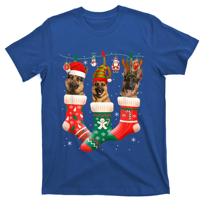 Christmas Ger Shepherd Sock Xmas Reindeer Santa Dog Meaningful Gift T-Shirt