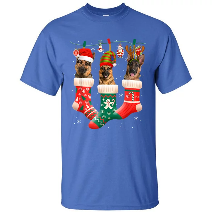 Christmas Ger Shepherd Sock Xmas Reindeer Santa Dog Meaningful Gift Tall T-Shirt