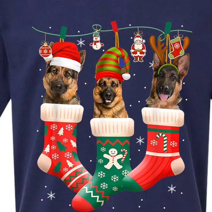 Christmas Ger Shepherd Sock Xmas Reindeer Santa Dog Meaningful Gift Sueded Cloud Jersey T-Shirt