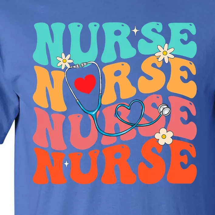 Cute Groovy Stethoscope Nurse Life Nursing Nurse Week Nurse Great Gift Tall T-Shirt