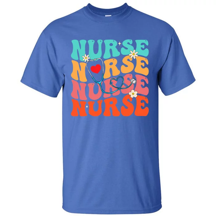 Cute Groovy Stethoscope Nurse Life Nursing Nurse Week Nurse Great Gift Tall T-Shirt