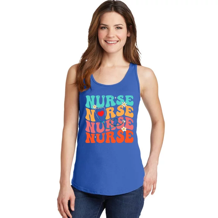 Cute Groovy Stethoscope Nurse Life Nursing Nurse Week Nurse Great Gift Ladies Essential Tank