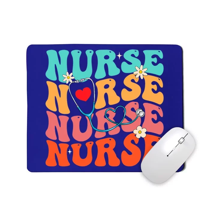 Cute Groovy Stethoscope Nurse Life Nursing Nurse Week Nurse Great Gift Mousepad