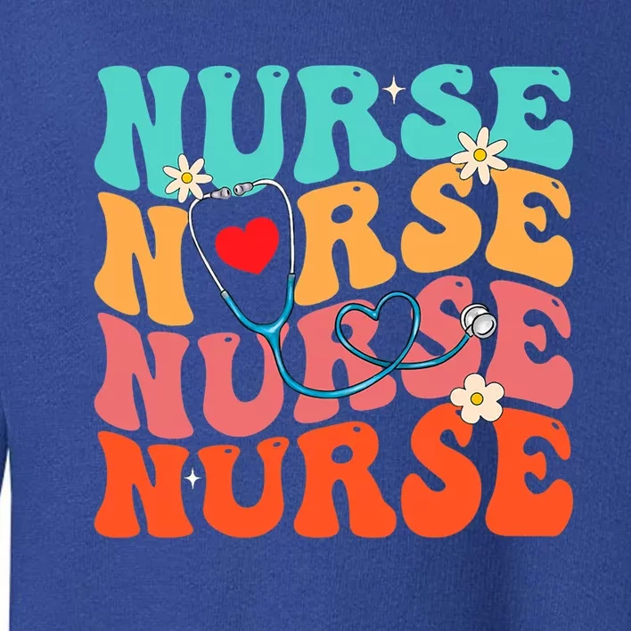 Cute Groovy Stethoscope Nurse Life Nursing Nurse Week Nurse Great Gift Toddler Sweatshirt