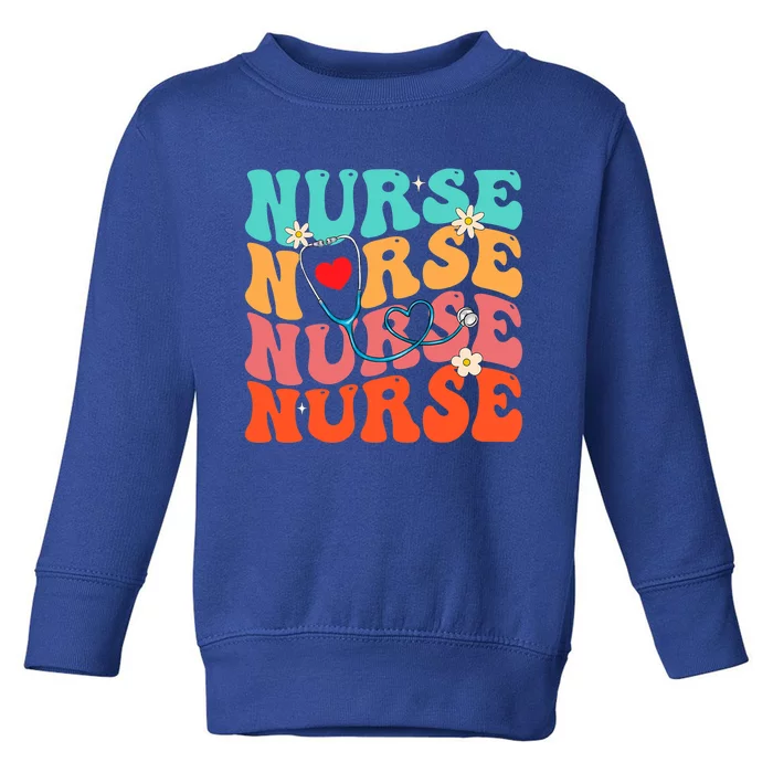 Cute Groovy Stethoscope Nurse Life Nursing Nurse Week Nurse Great Gift Toddler Sweatshirt