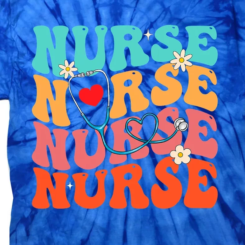 Cute Groovy Stethoscope Nurse Life Nursing Nurse Week Nurse Great Gift Tie-Dye T-Shirt