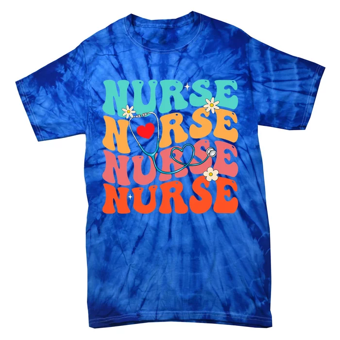 Cute Groovy Stethoscope Nurse Life Nursing Nurse Week Nurse Great Gift Tie-Dye T-Shirt