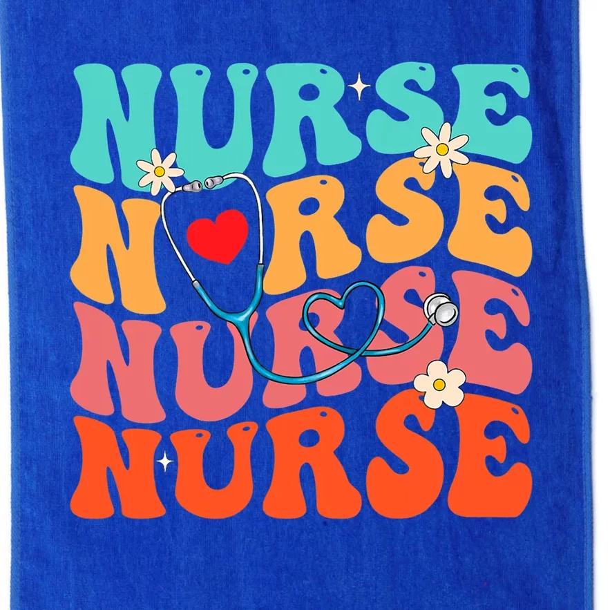 Cute Groovy Stethoscope Nurse Life Nursing Nurse Week Nurse Great Gift Platinum Collection Golf Towel