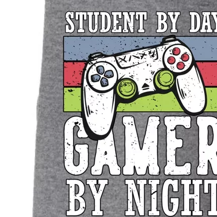 Cool Gaming Student By Day Gamer By Night Funny Quote Front Great Gift Doggie 3-End Fleece Hoodie