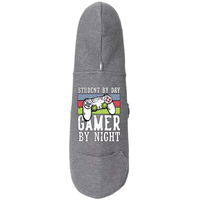 Cool Gaming Student By Day Gamer By Night Funny Quote Front Great Gift Doggie 3-End Fleece Hoodie