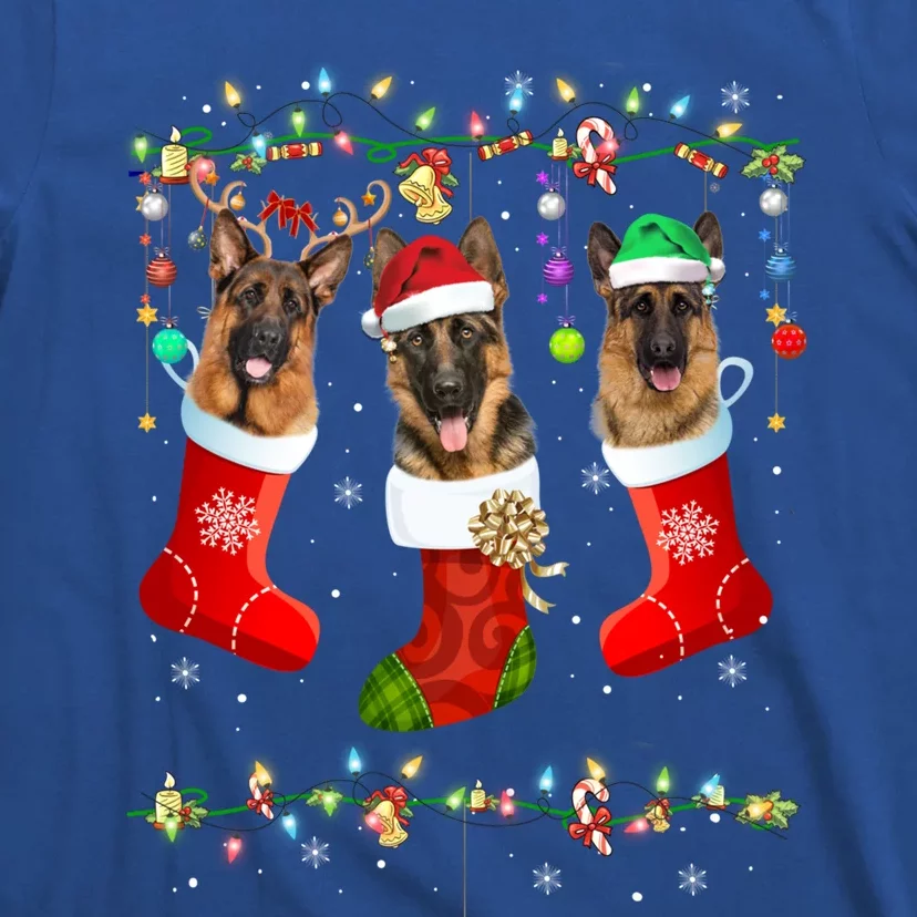 Christmas Ger Shepherd Sock Xmas Reindeer Santa Dog Great Gift T-Shirt