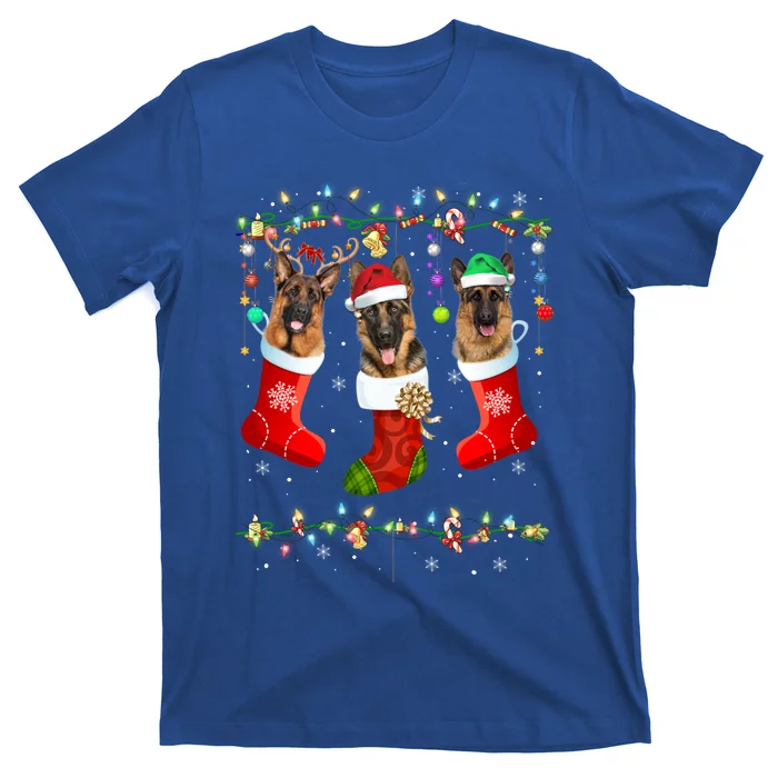 Christmas Ger Shepherd Sock Xmas Reindeer Santa Dog Great Gift T-Shirt