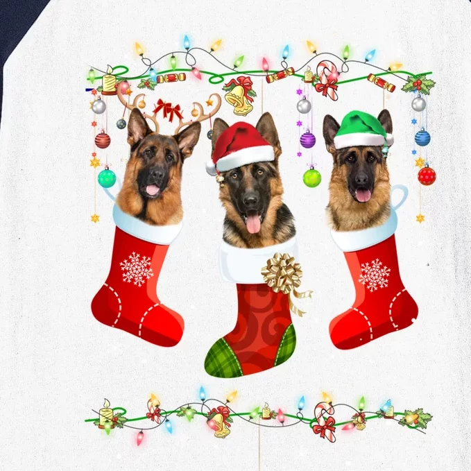 Christmas Ger Shepherd Sock Xmas Reindeer Santa Dog Great Gift Baseball Sleeve Shirt