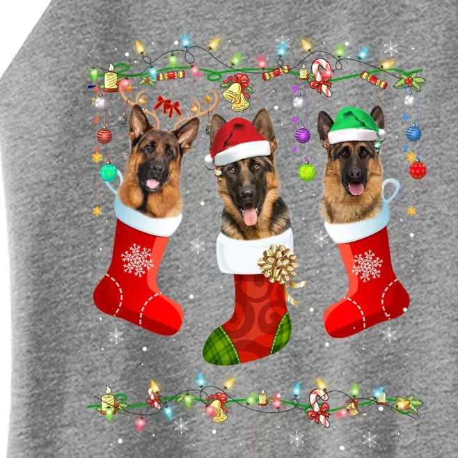 Christmas Ger Shepherd Sock Xmas Reindeer Santa Dog Great Gift Women’s Perfect Tri Rocker Tank