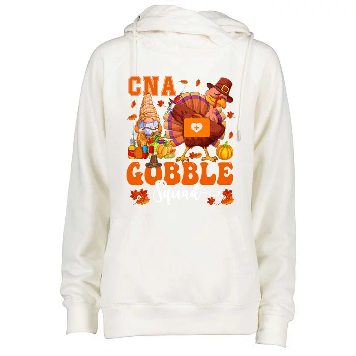 Cna Gobble Squad Thanksgiving Dabbing Turkey Nurse Nursing Cool Gift Womens Funnel Neck Pullover Hood