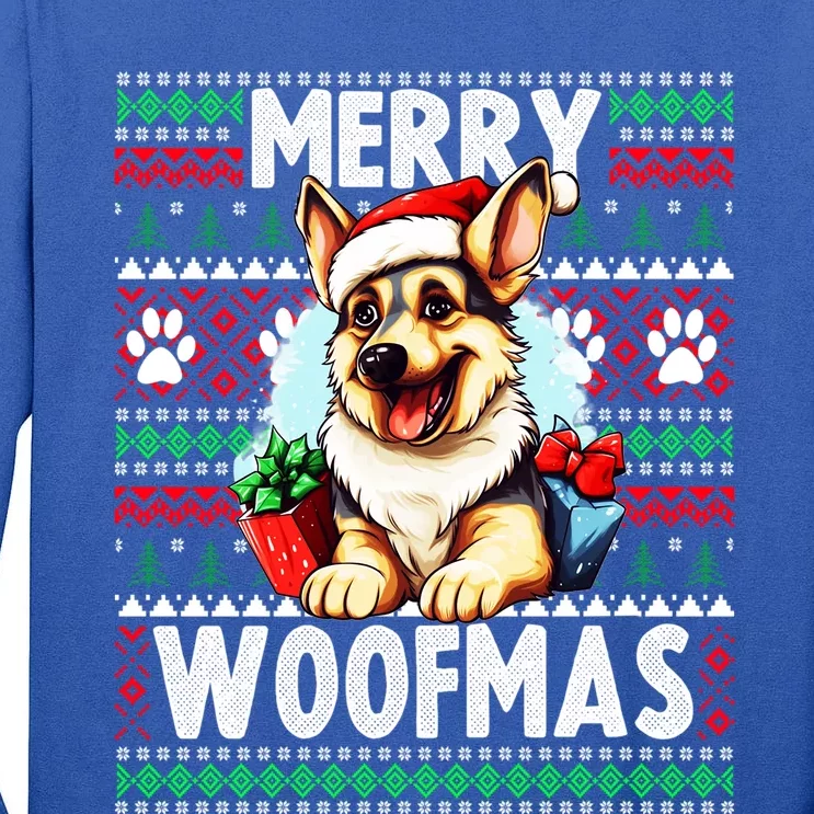 Cute Ger Shepherd Dog Christmas Costume Merry Woofmas Gift Tall Long Sleeve T-Shirt