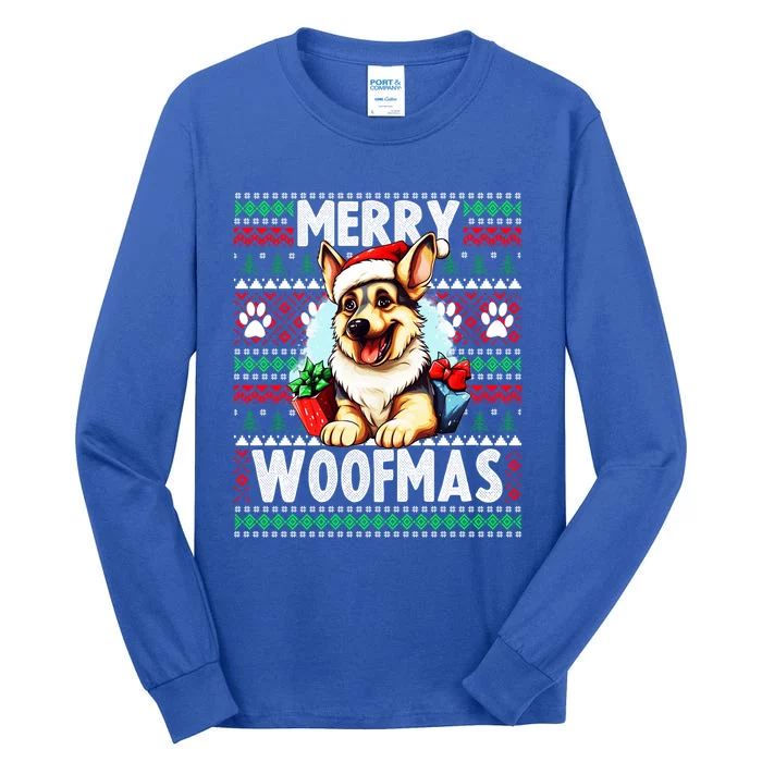 Cute Ger Shepherd Dog Christmas Costume Merry Woofmas Gift Tall Long Sleeve T-Shirt