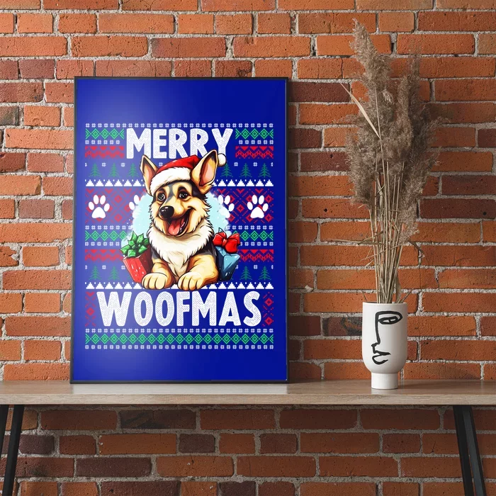 Cute Ger Shepherd Dog Christmas Costume Merry Woofmas Gift Poster