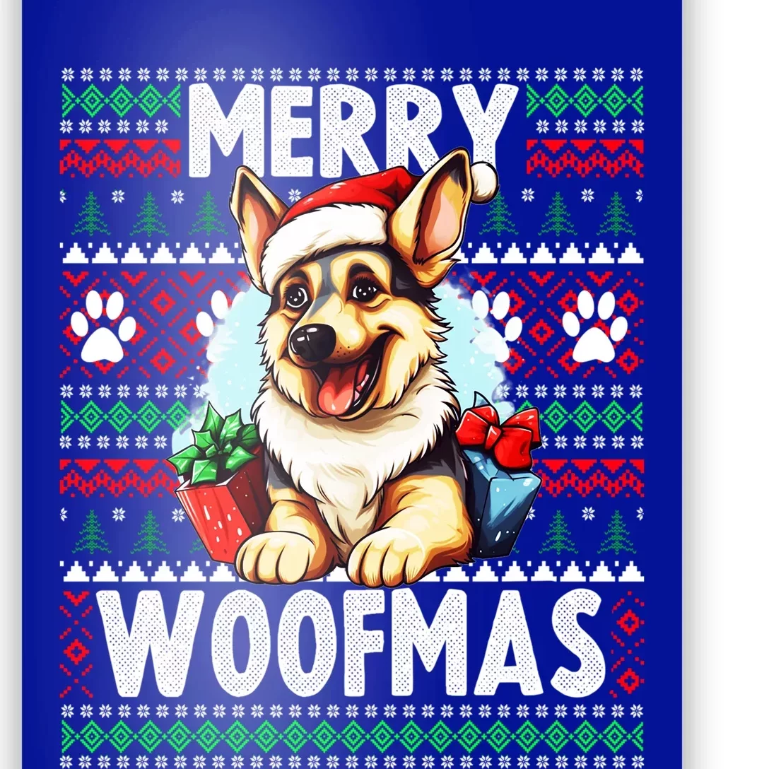 Cute Ger Shepherd Dog Christmas Costume Merry Woofmas Gift Poster