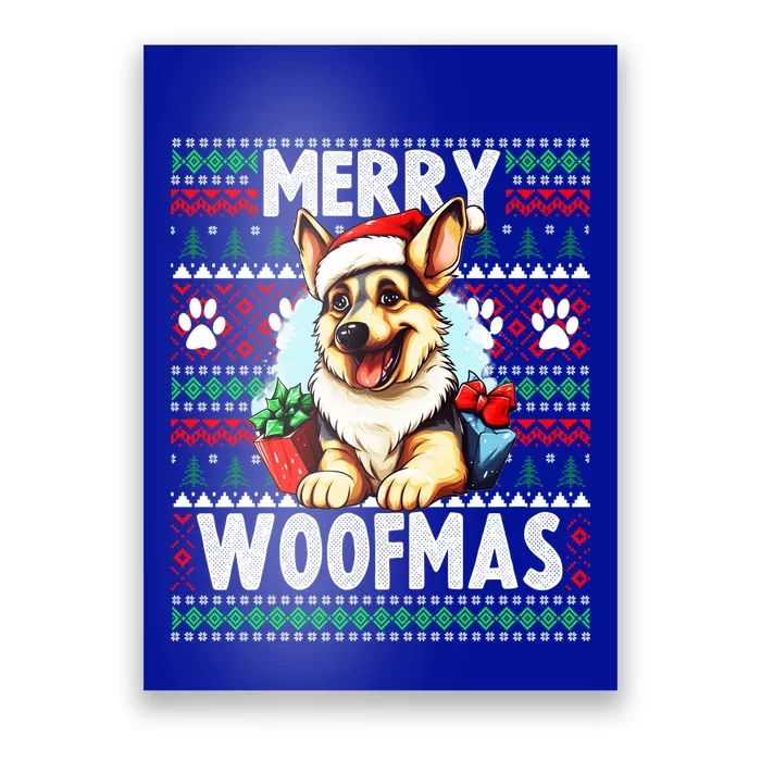 Cute Ger Shepherd Dog Christmas Costume Merry Woofmas Gift Poster