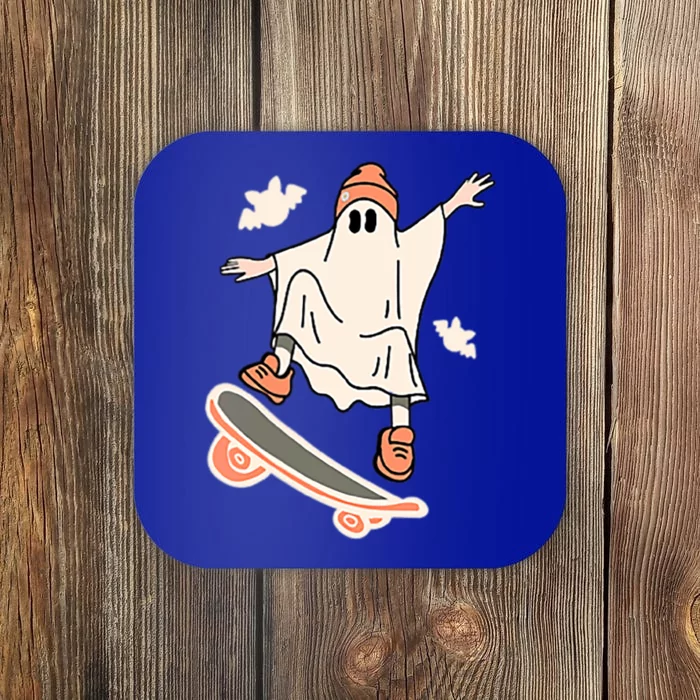 Cool Ghost Skateboard Boo Bat Pocket Halloween Spooky Season Cool Gift Coaster