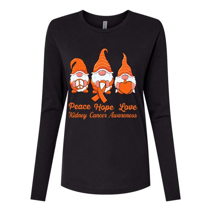 Cute Gnomes Support Orange Ribbon Kidney Cancer Awareness Womens Cotton Relaxed Long Sleeve T-Shirt