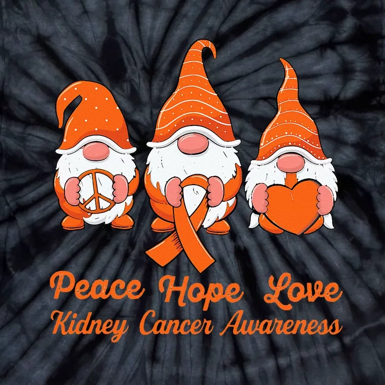 Cute Gnomes Support Orange Ribbon Kidney Cancer Awareness Tie-Dye T-Shirt