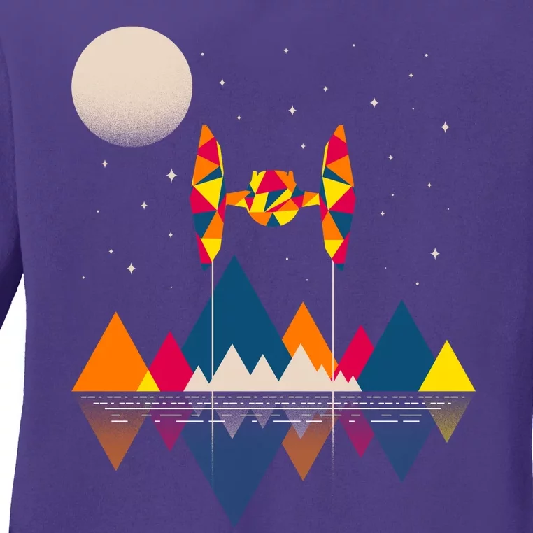 Cool Geometric SciFi Wilderness Ladies Long Sleeve Shirt