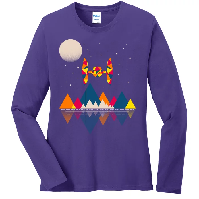 Cool Geometric SciFi Wilderness Ladies Long Sleeve Shirt