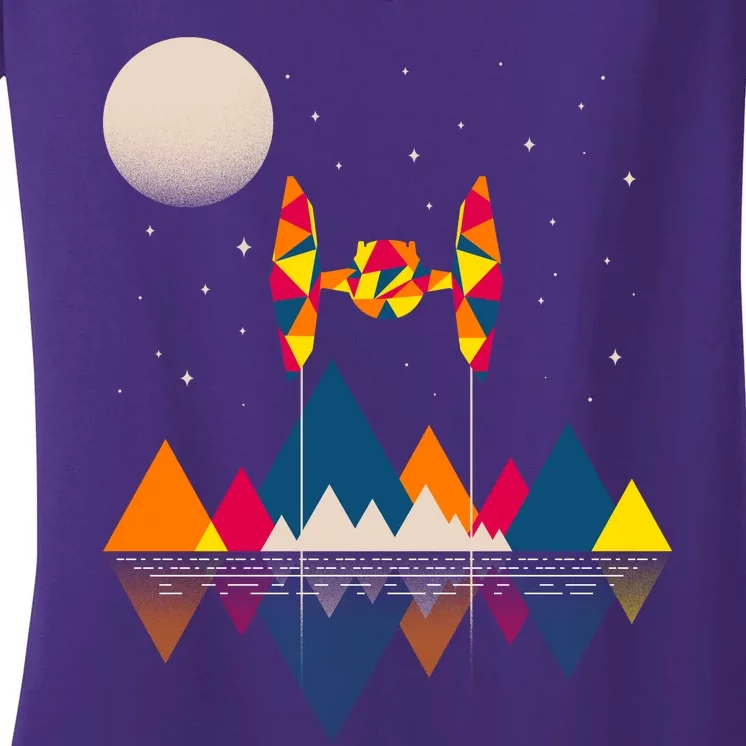 Cool Geometric SciFi Wilderness Women's V-Neck T-Shirt