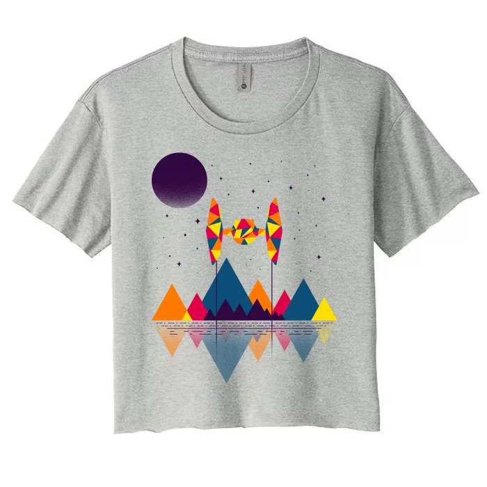 Cool Geometric SciFi Wilderness Women's Crop Top Tee