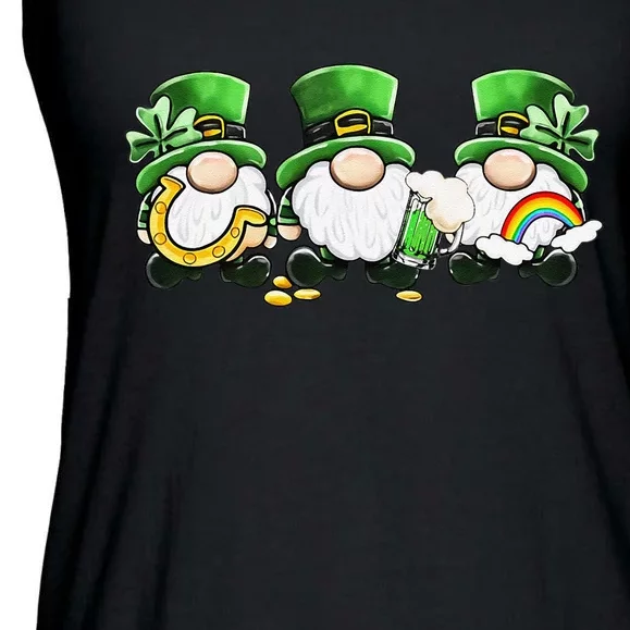 Cute Gnomes Shamrock Clover Irish Gnome Saint Patrick's Day Ladies Essential Flowy Tank