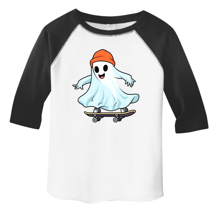 Cute Ghost Skateboard Skateboarding Retro Hippie Halloween Great Gift Toddler Fine Jersey T-Shirt